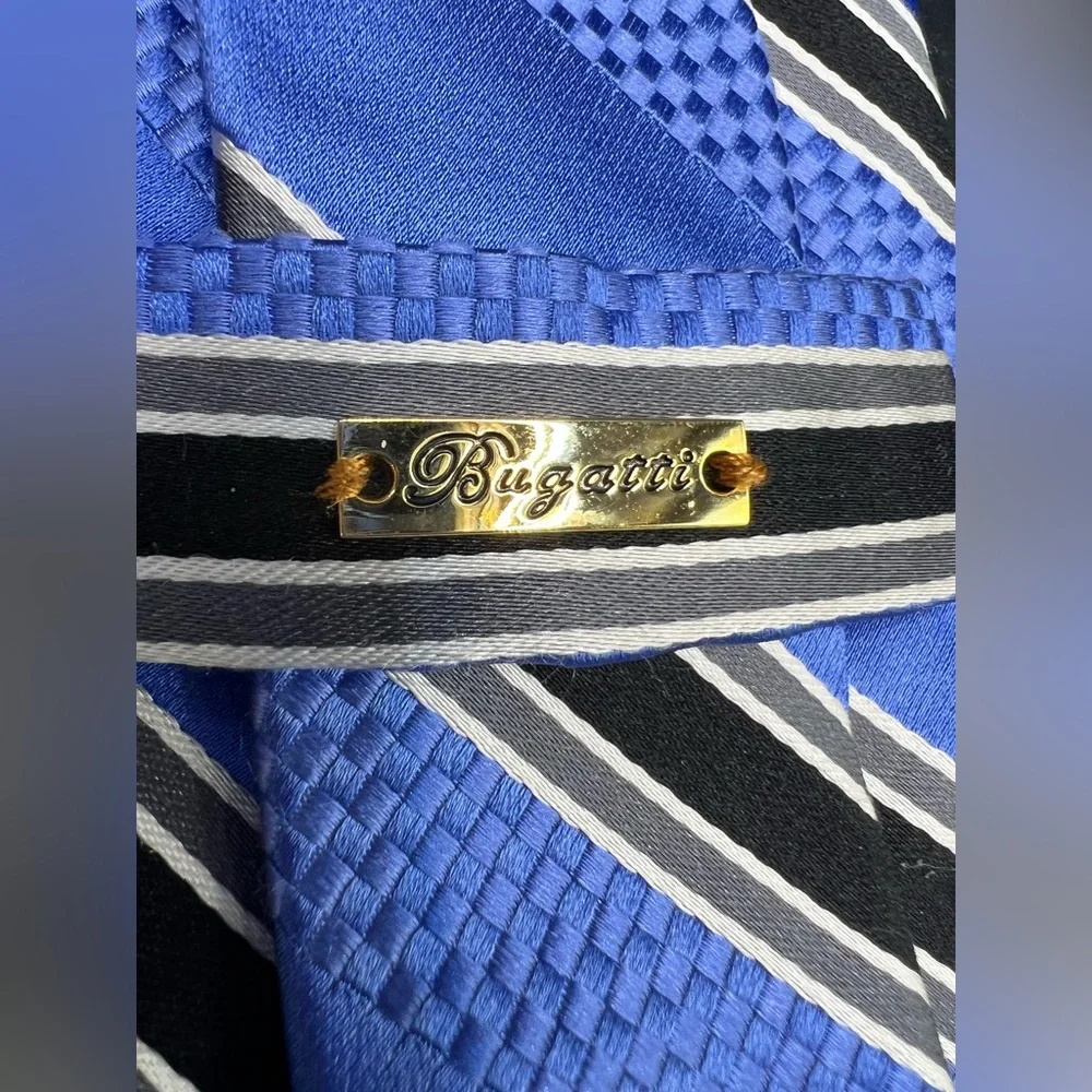 Bugatti- Mens Blue/Black/Grey/ White Tie‎